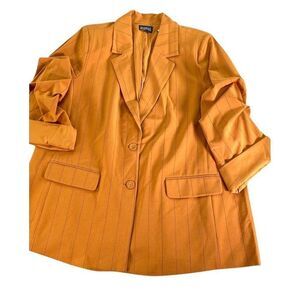 Danielle Bernstein Menswear Blazer 2X 22W Brown Black Pinstripe